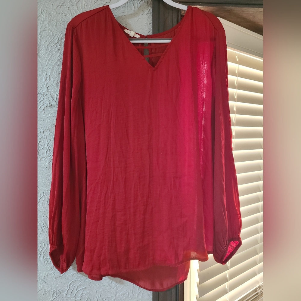 Maurices Red Wine Vneck Blouse